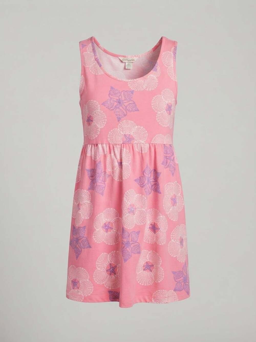 iCantoo Pink and Purple Shell and Floral Print Tank Dress medium
